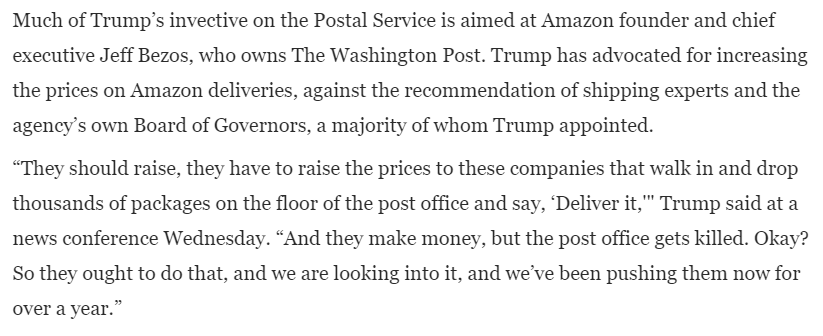 Trump apparently wishes that USPS would pull itself up by the bootstraps...?