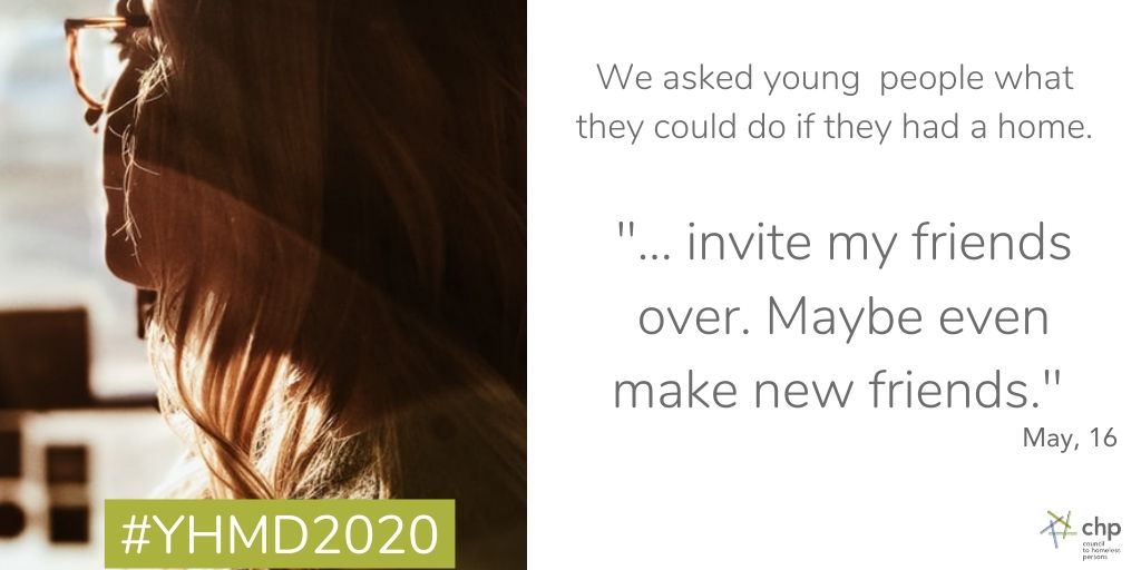 CHPVic's tweet photo. Crashing on people’s couches leaves young people vulnerable to being taken advantage of. With a home they can choose who they share their living space with. But there’s not enough housing in Australia that young people can afford if they’re forced out of home #YHMD2020 https://t.co/ilo7Z55kQH