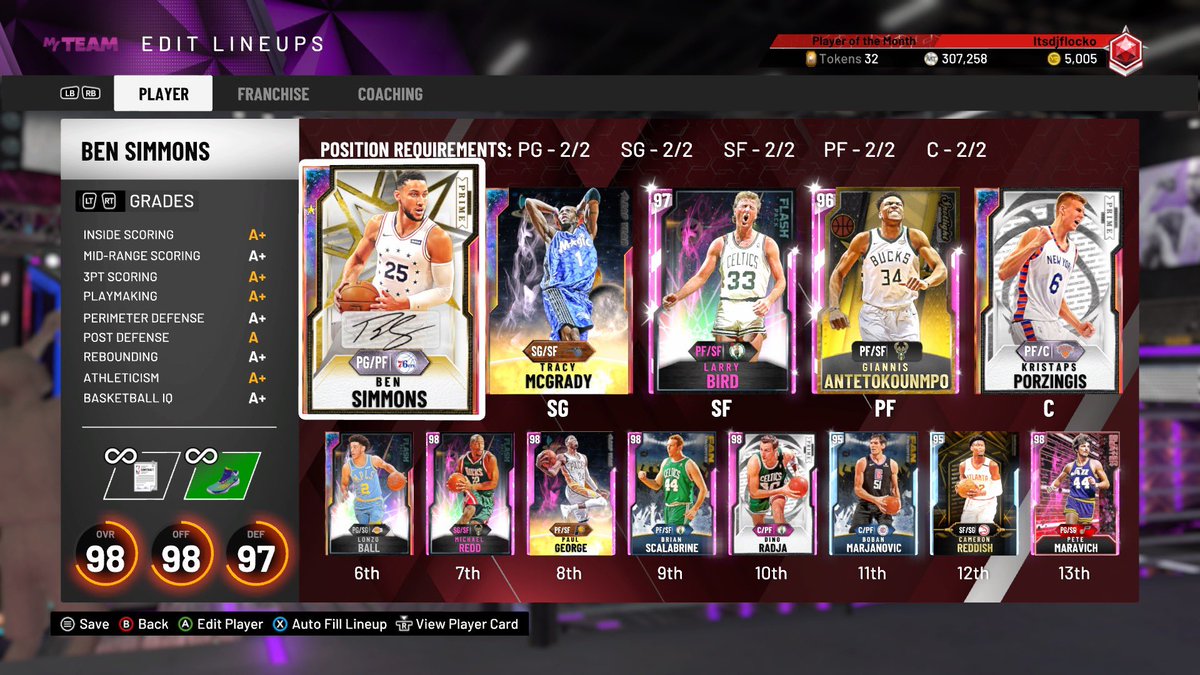 itsflockoo's tweet photo. @DBGyt_ #ratemyteam I Never Went 12-0 but came close, recently sold Shaq sitting on 350k. I Run 13 Miami Heat playbook and use Hawk 2018 with 5 out. before You judge Lonzo ball, he’s a beast for me. I like to peek-a-boo shoot, I struggle on defense any advice ? https://t.co/lfkgcQwkAK