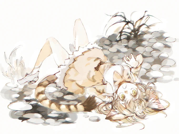 絵チャの産物、
けものフレンズのスナネコ。

「他所を見ているのは
ボーっとしてるのではなく
考えているのです」 