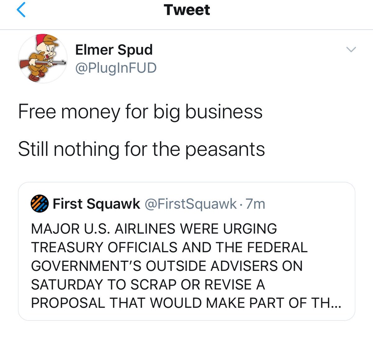 There are fair criticisms about the extraordinary and emergency fiscal + monetary actions... but to say or suggest they are doing nothing for the masses (or as this fellow puts it “peasants”), is false and highly misleading: