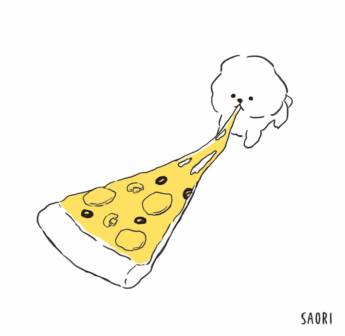いぬvsピザ 異様にのびるチーズ Artwork Illu いじまさおりのイラスト