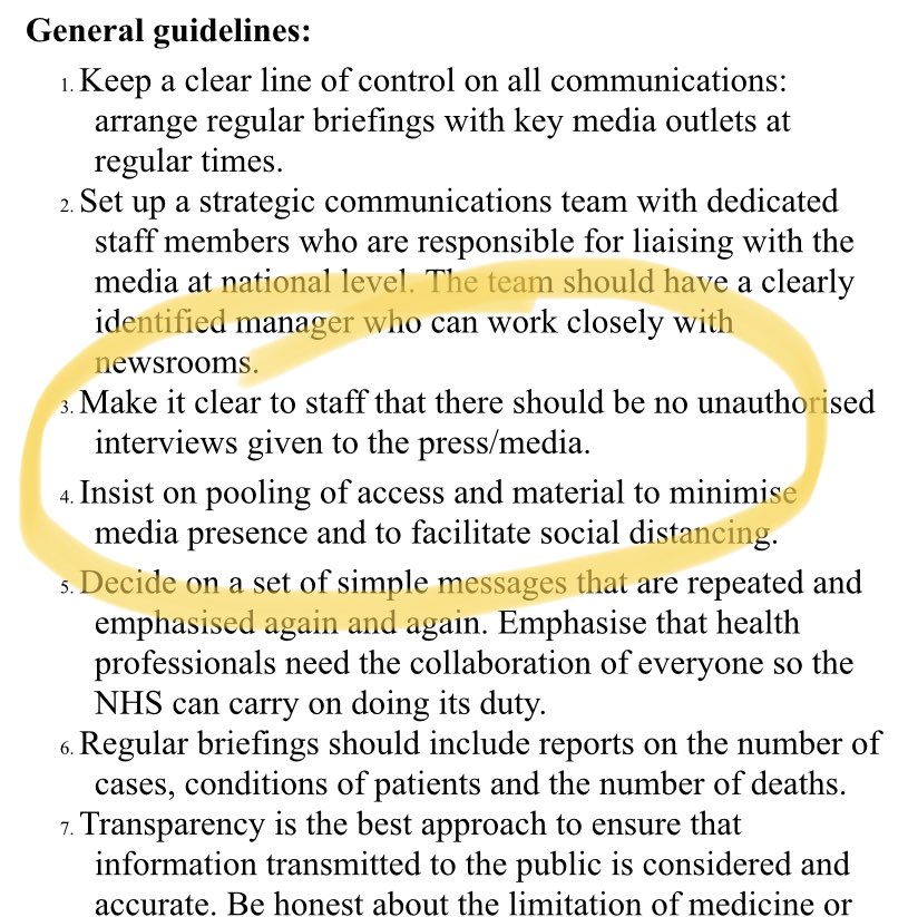 carolecadwalla's tweet photo. Media guidelines for NHS Wales. ‘Make it clear to staff there should be no unauthorised interviews given to press/media’ I *really* hope NHS Wales staff ignore this &amp; speak out if they feel they should. Lives depend on it https://t.co/68HwV0KjkL