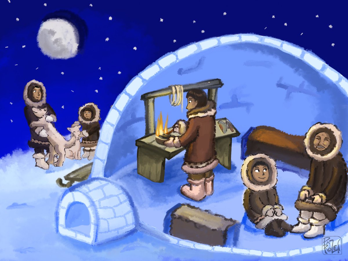 pacheninterris's tweet photo. Ilustración del cuento "Blanco" de Liliana Bodoc #lilianabodoc #bodoc #inuit #iglu #family #ArtistOnTwitter https://t.co/T3eZbzt0po