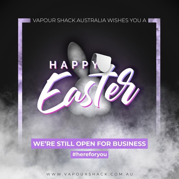 VapourShackAU's tweet photo. The team at Vapour Shack Australia would like to wish everyone a safe and happy Easter! 🐰 https://t.co/QoHywSF6km