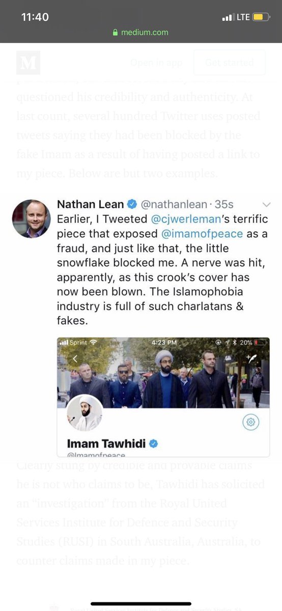 You may like the  #imamofmorons  #imamofpiss all you want but any Muslim who aligns with this cruddy shiite to score political points or for any other reason, is doomed. No true Muslim slanders family or sahaba of prophet Muhammad SAW.Allahu Wakeel! https://medium.com/@cjwerleman/the-islamophobia-industrys-favorite-imam-is-a-fake-3047289794a8