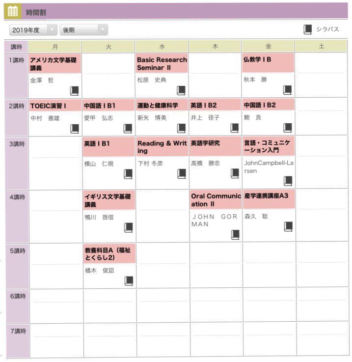 京都女子大学 ゴルフ部 一回生の皆さん 入学おめでとうございます 一回生の時の時間割です 19年度 文学部 英文科 履修登録難しいですよね 気になることがあればdmください 春から京女 ゴルフ部 京都女子大学 時間割