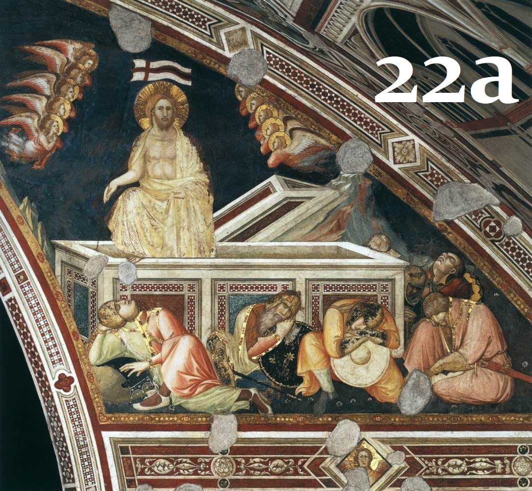 22. Bien que les «Meditationes Vitæ Christi» affirment que la R. eut lieu en présence de nombreux anges (cf. 15.), il est rare avant le 16e s. d'en trouver plus de 2. C'est le baroque qui développera ce motif, avec son goût pour les grandes perspectives célestes peuplées d'anges.