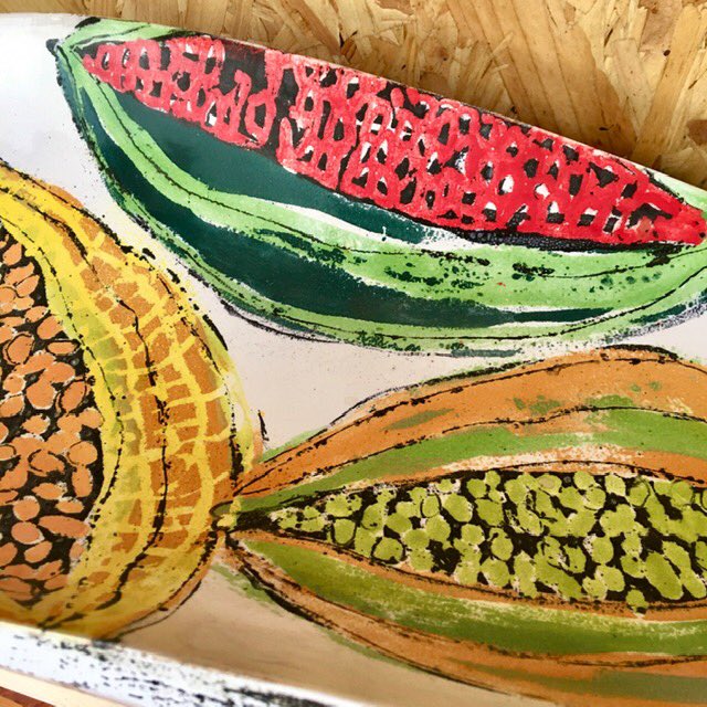 #lisaKatzenstein my #ceramics are #handpainted in the technique #maiolica I work from a studio in #Hastings where Im distracted by a view of the garden I’ve always been a keen on plants but I try to bring something different to my decoration my love of #MidCenturymodernism