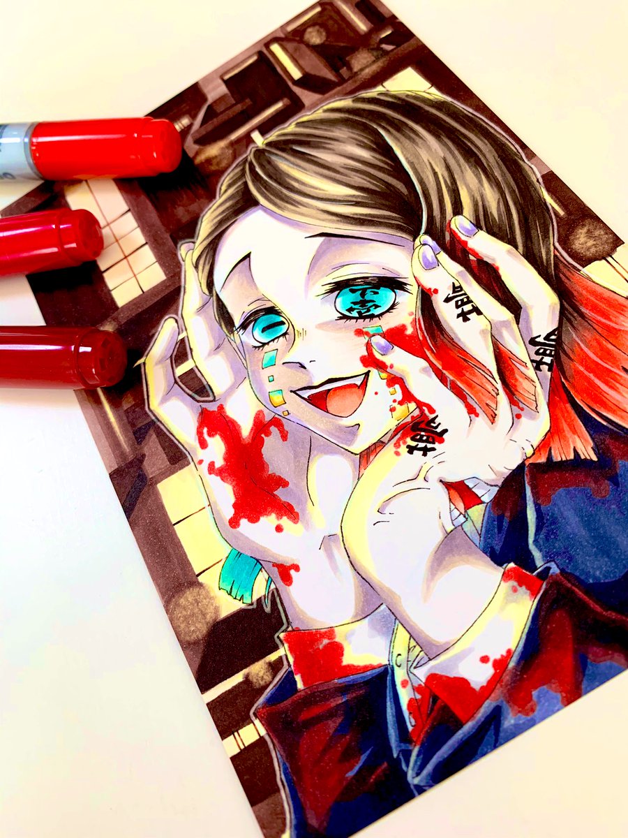 ゆか 流血注意 私を最後まで残してくださってありがとう 魘夢描きました 血と背景に苦戦した 鬼滅 魘夢 イラスト