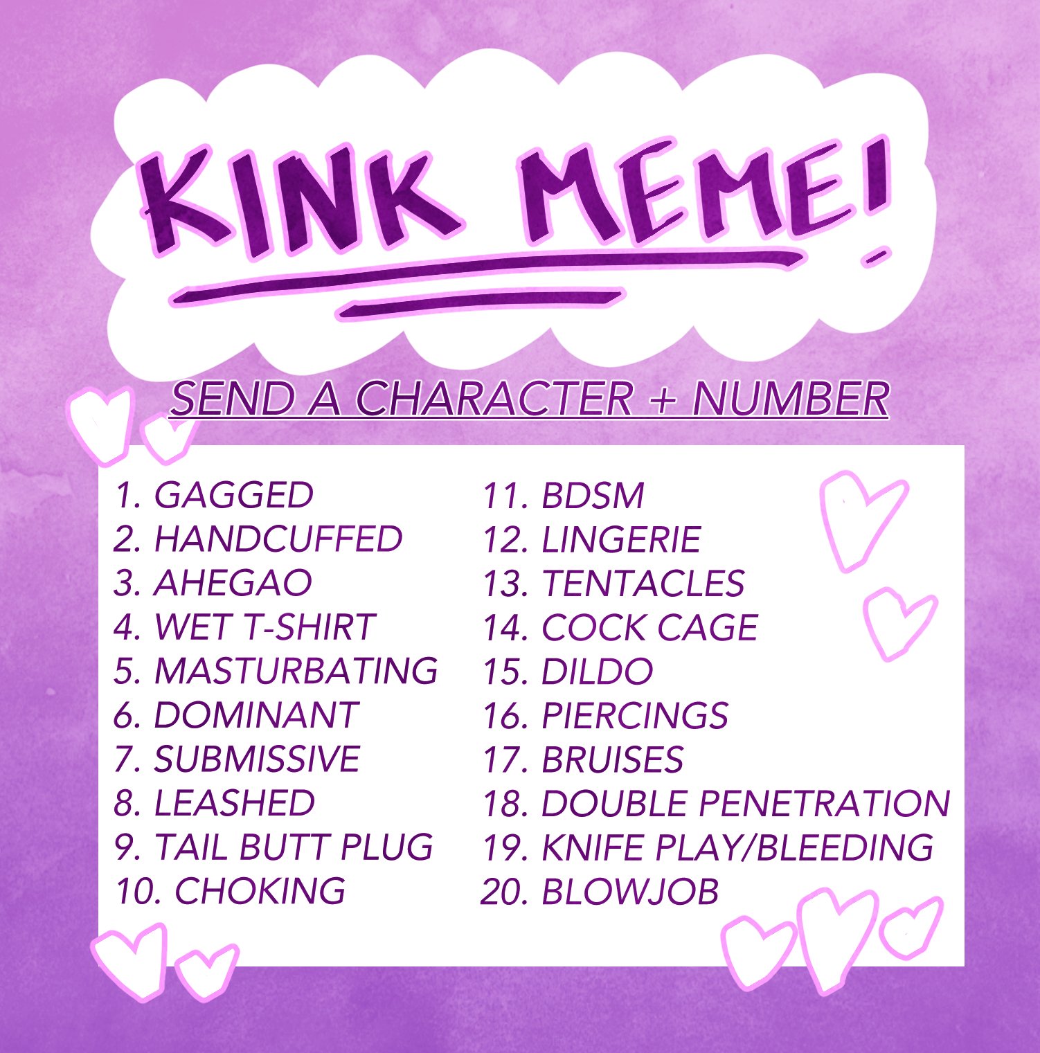 💛💜 Lee💜💛 on Twitter: "made a little kink meme to get back in to the ...