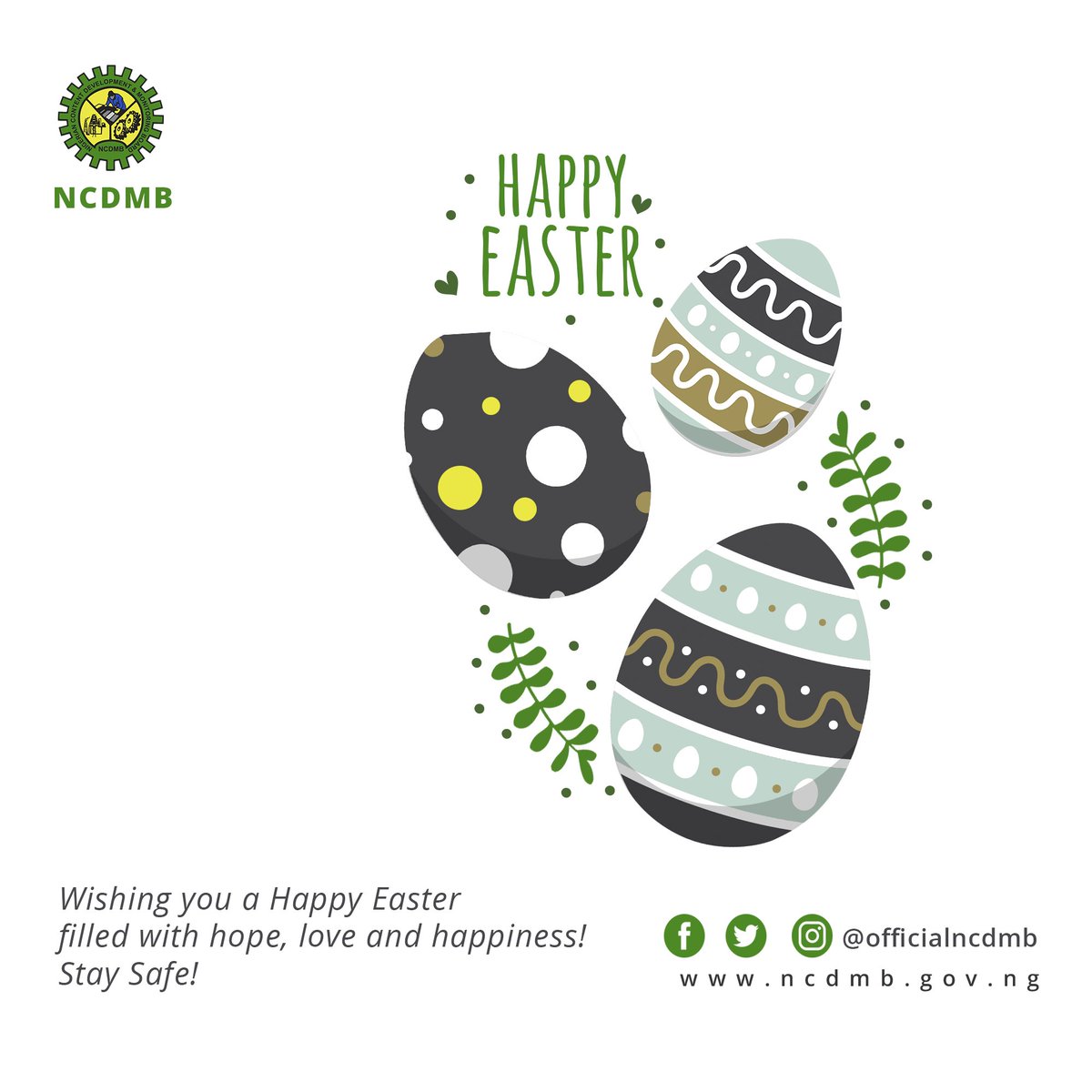 OfficialNCDMB's tweet image. #NCDMB wishes you a #HappyEaster  filled with hope, love and happiness. 

#StaySafeNigeria