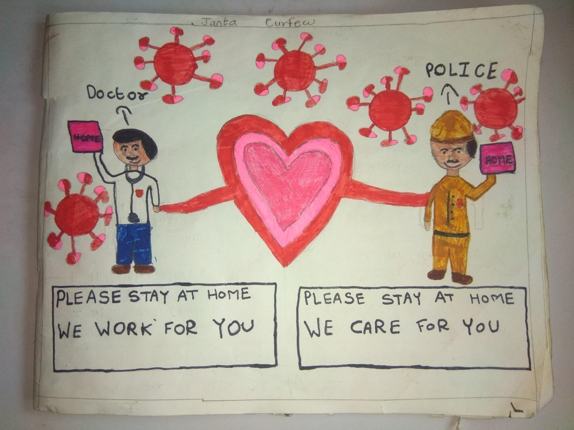 birlasoft's tweet photo. (1/3)...What kept our employees and their #creativemasters busy during the #Lockdown21? Couple of kids produced crayon-drawings on maintaining #socialdistancingnow and honoring the front-line warriors. Continued... #lockdownstories https://t.co/TAaHYfQXPb