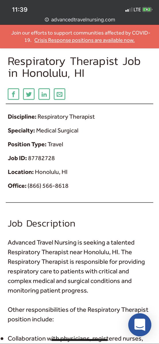 But our local healthcare system isn’t just low on supplies. Our local healthcare system is low on healthcare workers. Right now, there is active recruitment for respiratory therapists going on around the United States for Hawaii.