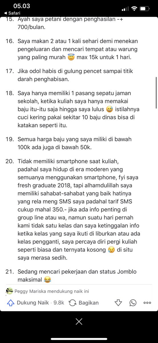 aMrazing's tweet photo. Seberapa miskin kamu? 

Tertegun lama sekali membaca post di quora ini tadi pagi. 

Yang bikin kagum, despite her hardship, she bercerita dengan ringan, tak meminta belas kasihan sama sekali, dan tetap bersyukur 😭 https://t.co/XC1S3H44uS