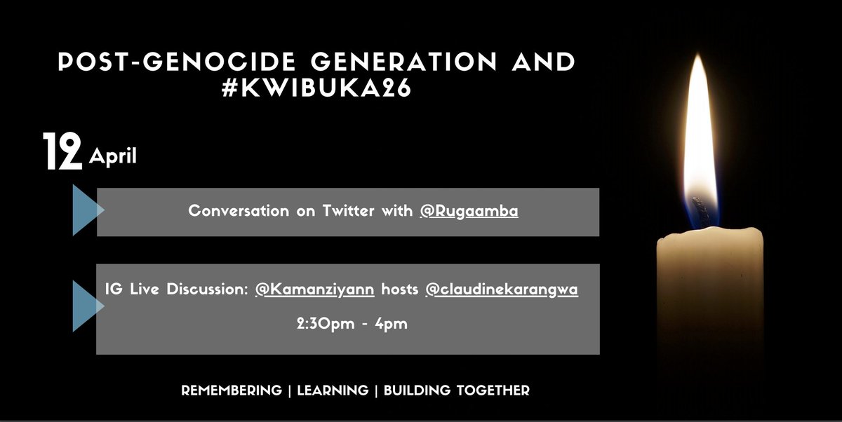  #RwoT, today we discuss the role of post-Genocide generation in building a conflict-free  #Rwanda. Please join the conversation and share your views.  #Kwibuka26