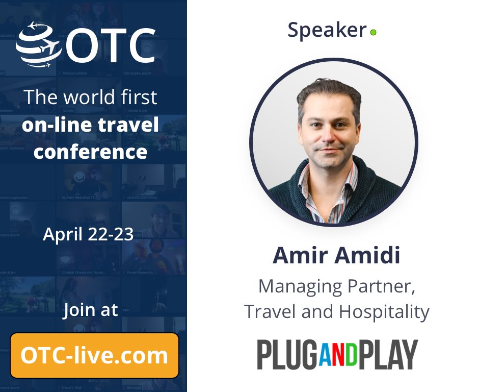 Join Amir Amidi, Managing Director, Travel and Hospitality at <a href="/PlugandPlayTC/">Plug and Play Tech Center</a> speaking at OTC 2020 on April 22nd

Learn more: otc-live.com