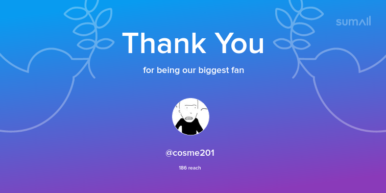 Our biggest fans this week: cosme201. Thank you! via sumall.com/thankyou?utm_s…