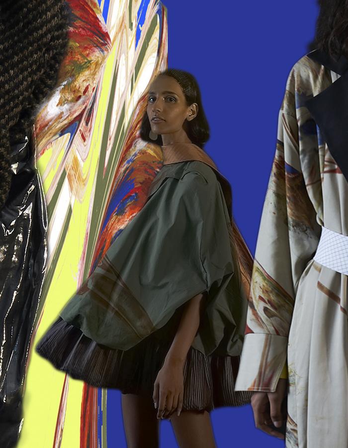 Was a selected brand for Scouting for Vogue Italia Talent in 2019 and has won many other awards. Deeply rooted in sustainability, up cycling industrial waste in their products and creating a unique relationship between their clothes and the body of the wearer much like nature.