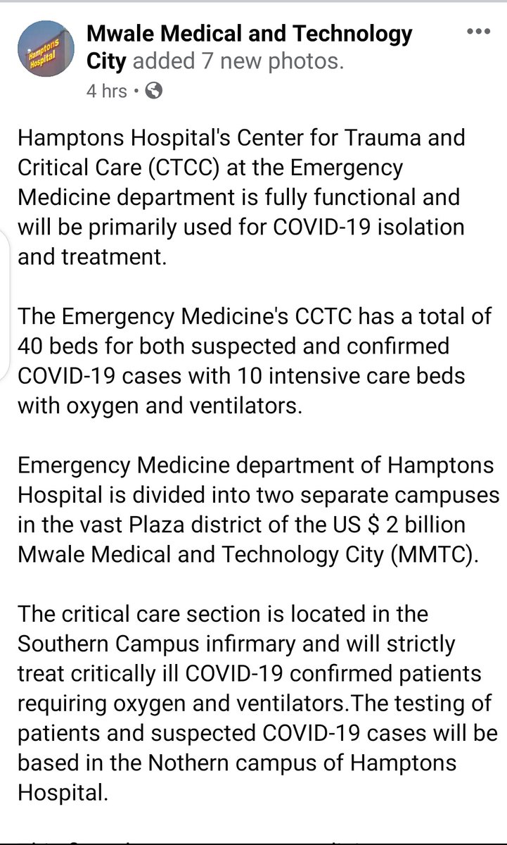 Julius Mwale Medical Centre seem to have converted their empty "Hamptons Supermarket" hall into a  #COVID19 "isolation and quarantine" campus. The facility owners are reaching out for possible business from the  #CoronavirusPandemic financial windfall. This scam stinks.