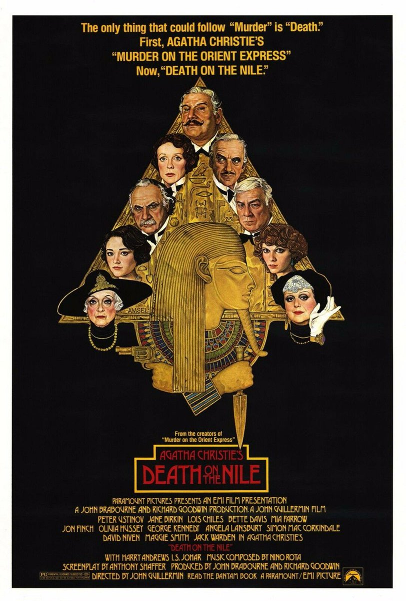 Right, let’s go! So, the basics: Death on the Nile (1978) is the first appearance of Peter Ustinov as Hercule Poirot, and is an adaptation of Agatha Christie’s 1937 novel of the same name.