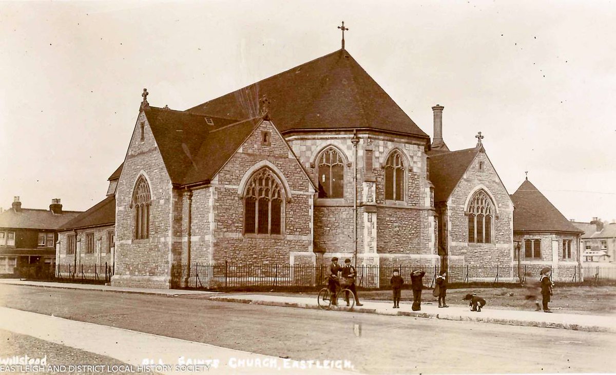 All Saints Church, on the corner of Derby Road and Desborough Road, when new in 1910. With the coming of the London and South Western Railway's Carriage and Wagon Works in 1888, the church authorities in Eastleigh faced a massive increase in demand.