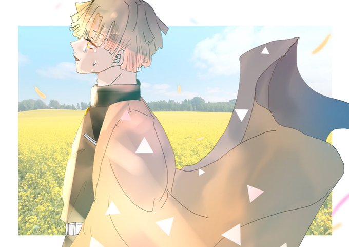 ふじさんがTwitterに投稿した我妻善逸(鬼滅の刃)のイラスト。