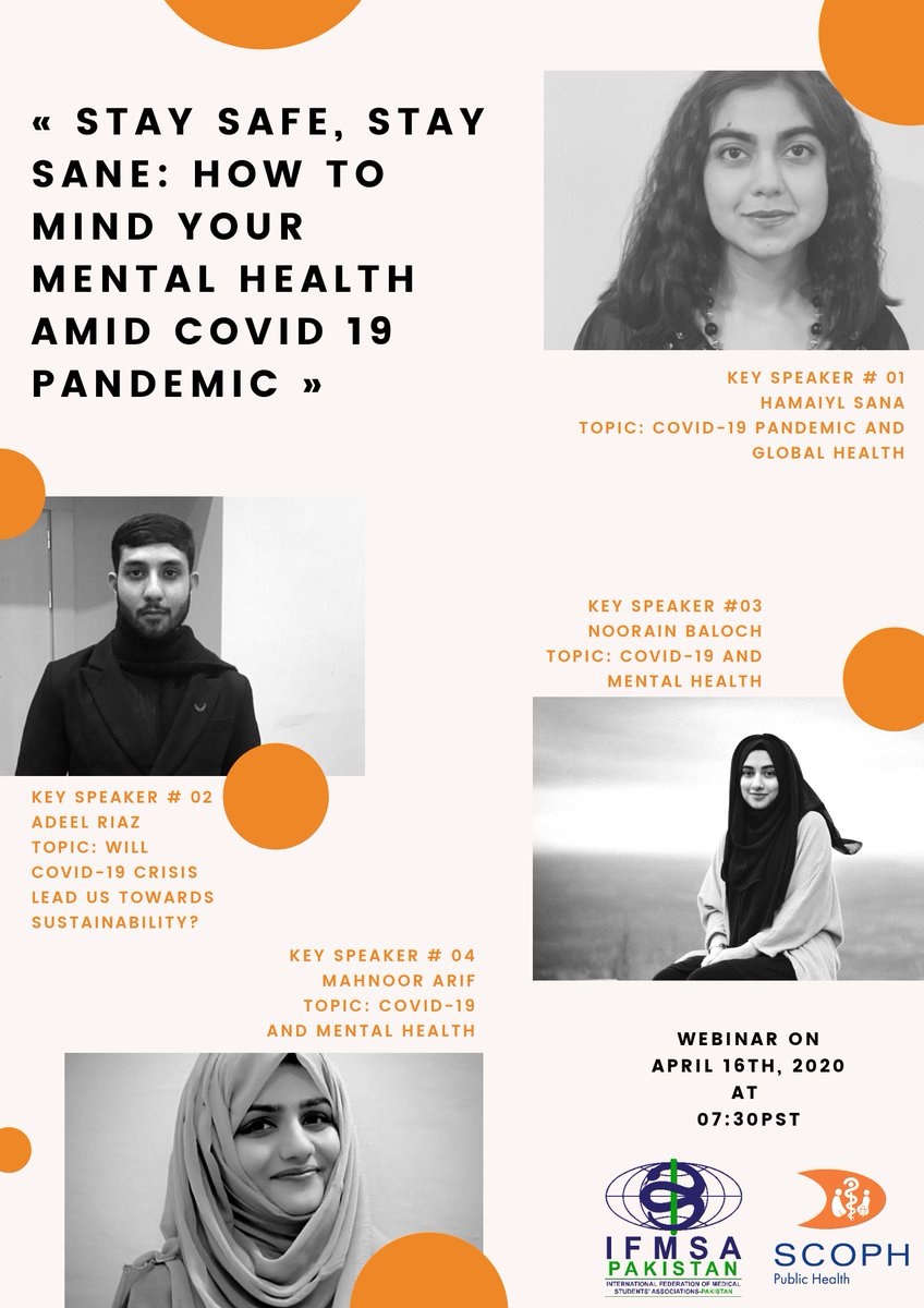 1/3IFMSA PAKISTAN BMC LC and FMU LC collaborating together to bring about their first ever Webinar :« Stay Safe, Stay Sane: How to mind your mental health amid Covid 19 pandemic »