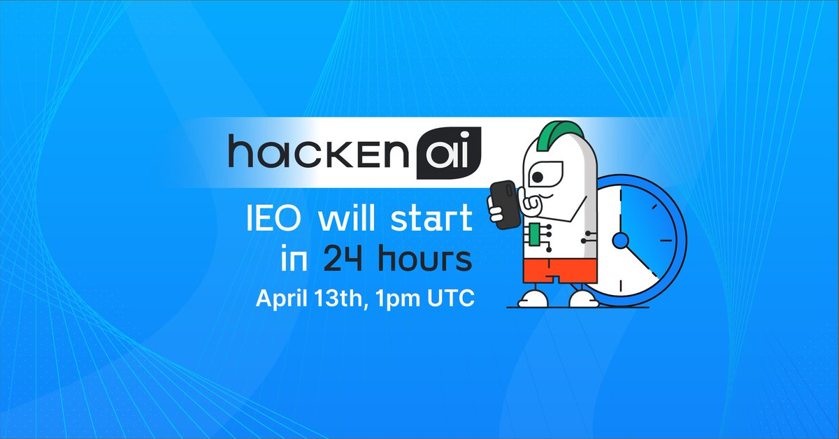 hackenclub's tweet photo. The $HAI countdown begins! 
Only 24 hours left until the #HackenAI IEO on @OceanexOfficial. The HAI price has now been locked to 2.8 $VET. Please complete your KYC before participating.
https://t.co/jkn4BNtQrG https://t.co/hLfADynCsC