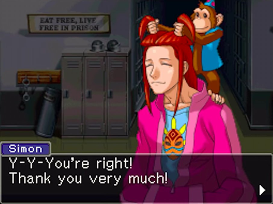 you know maybe it& #39;s not that important who the villain of aai2 is and if they& #39;re compelling because aai2 already gave us the most adorable character in the entire series. simon if you& #39;re reading this i hope you have a great day