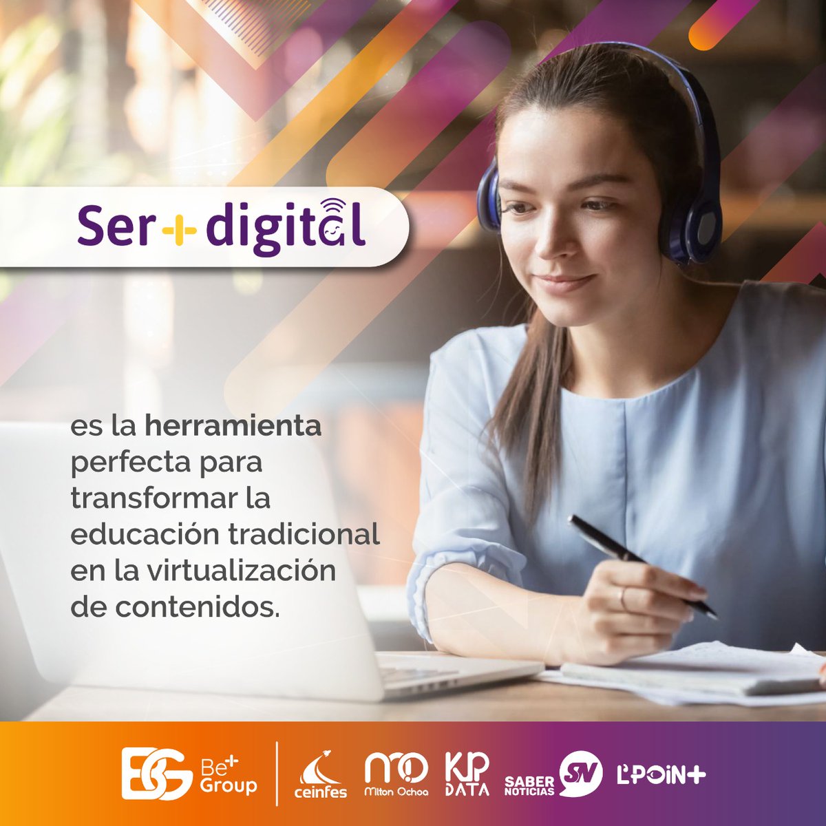 Beplusgroupla's tweet photo. ¿Existe una herramienta capaz de virtualizar por completo la educación en Colombia? Sí, y su nombre es Ser+Digital. Contáctanos para más información: atencionalcliente@ceinfes.com https://t.co/RynHWOQvUo