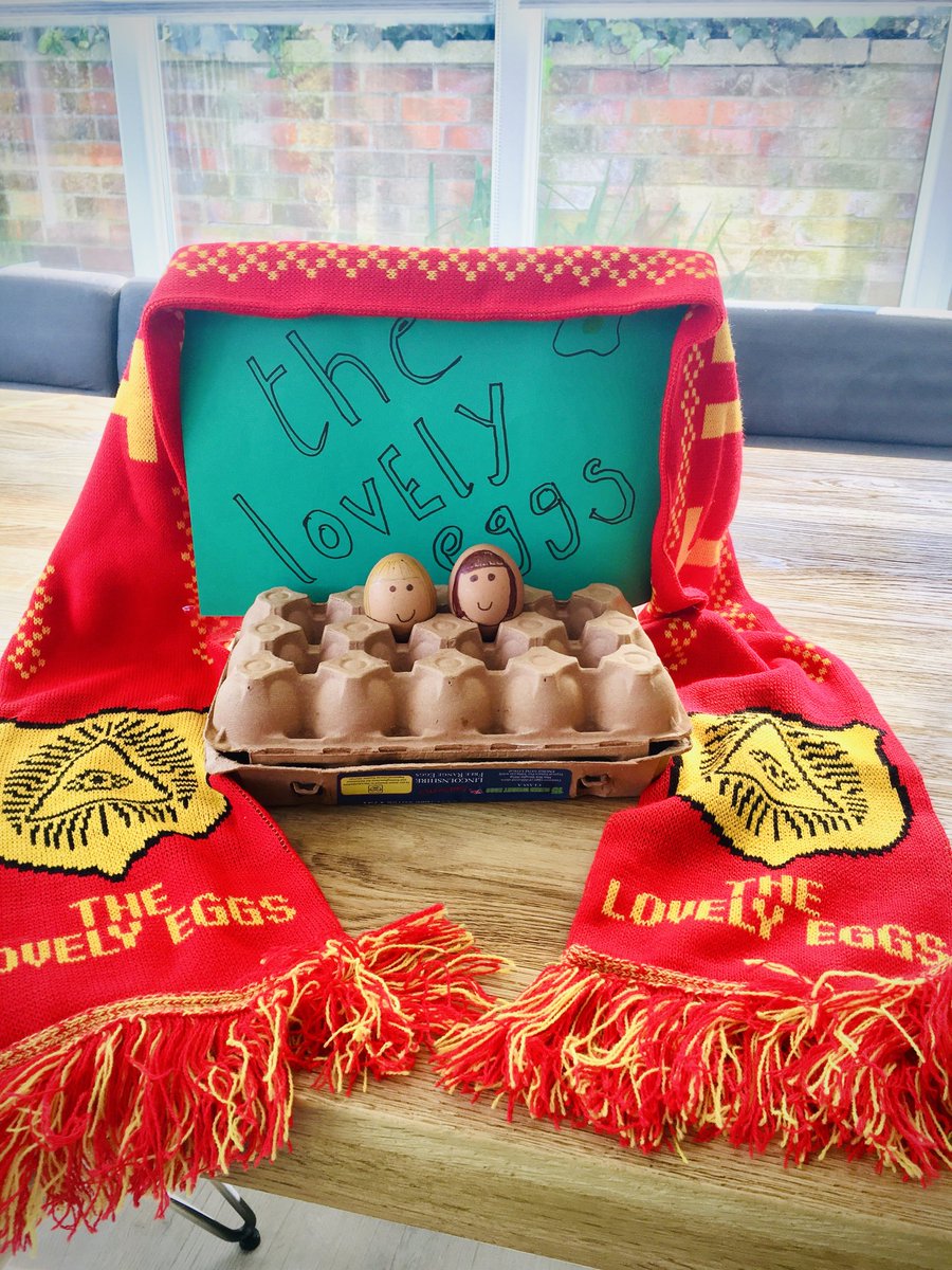 Colly54386's tweet photo. .⁦@TheLovelyEggs⁩ Happy Easter you lovely eggs! We can’t come to see you next Friday, so Fuck It, you’ve come to perform for us. Thank you Holly and David. https://t.co/HaWObbtdwf