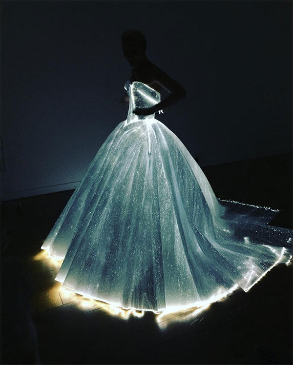 1. Perhaps one of the most iconic looks on the red carpet, Claire Danes lights up the Met Gala in 2016 with her glowing dress by  @Zac_Posen. Reminds me a lot of the blue Pixies' Parasol mushroom (Mycena interrupta).
