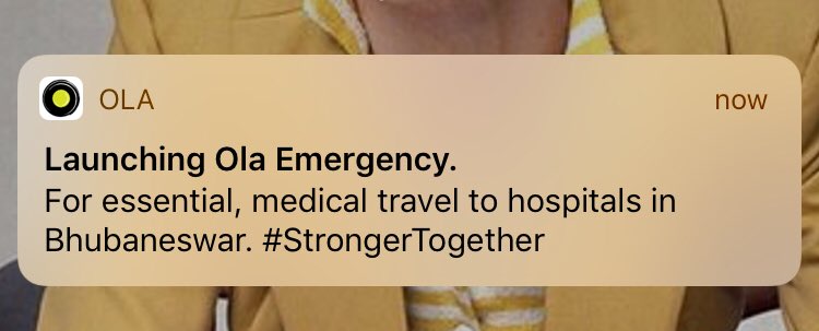TarukaSrivastav's tweet photo. Today @Olacabs launched its emergency services in Bhubaneswar ( after Bangalore and Vizag). A big shout out to Swastik ( Ola marketing) for being both persistent and patient and well done @bmcbbsr  @BDA_BBSR . This is just for emergency hospital travels. Stay Home and stay safe! https://t.co/A5CGRjKTno
