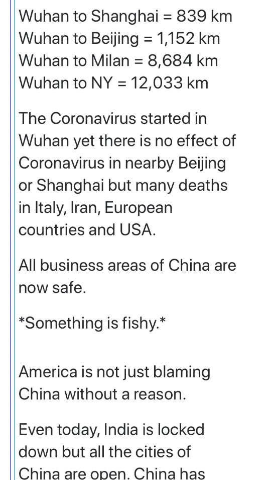 The email claims the Coronavirus is a biological weapon unleashed by China. The writer points to ‘evidence’ that no major Chinese cities have been affected by the virus and suggests the country may be hiding an antidote. After every statement it says ‘SOMETHING IS FISHY!’