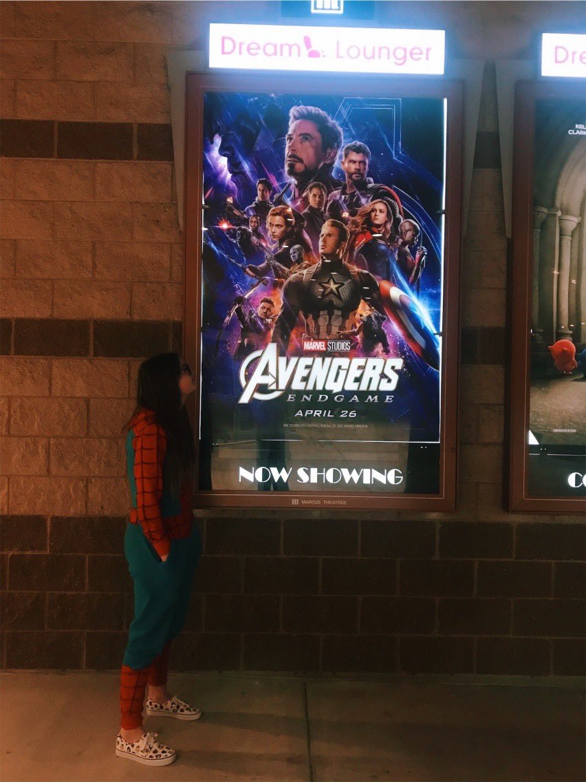 we saw avengers together and i cried so hard during the 3rd act you thought i died. i didn’t, but everyone else did - in the movie i mean. anyways, we snuck candy in and your dumbass spilled the mike and ike’s on the floor. you owe me 2 bucks.