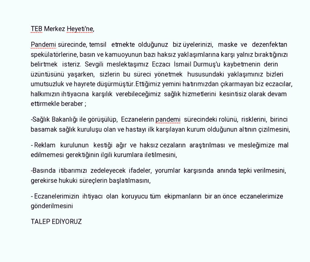 #Eczacıolaraktalebim