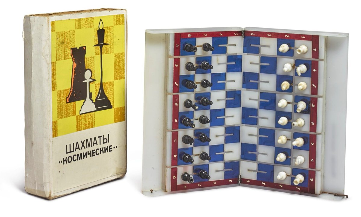 This is the Soviet zero-gravity chess set that was onboard the Soyuz 9, where Commander Andriyan Nikolayev and flight engineer Vitaly Sevastyanov spent 18 days. They investigated the social implications of prolonged spaceflight.  #HumanSpaceFlight