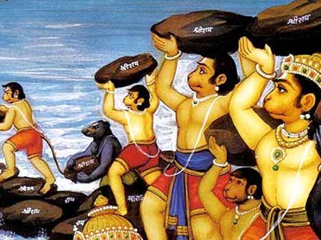 The excellent monkeys, the forest animals lifted and brought, like Indra's flag posts, some trees with roots intact and some others without roots. #Ramayana  #RamSetu