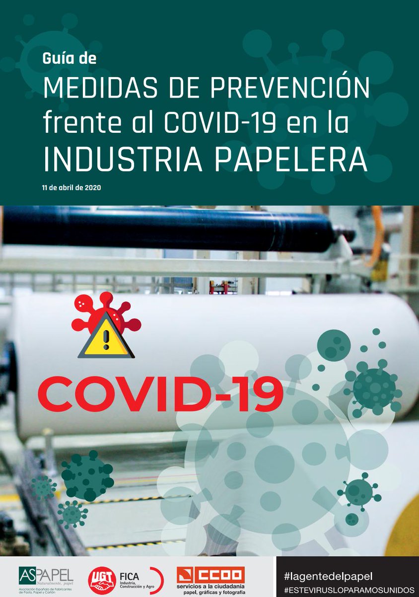 Hoy sale esta Guía de medidas de #prevencion frente al COVID-19 en la #IndustriaPapelera que hemos elaborado de forma conjunta con <a href="/serviciosccoo/">Servicios CCOO</a> y <a href="/UGT_FICA/">UGT FICA #SalariooConflicto #PactoIndustria</a>. La seguridad es hoy más importante que nunca. Link al documento ⬇⬇ extranet.aspapel.es/files/Med.prev…