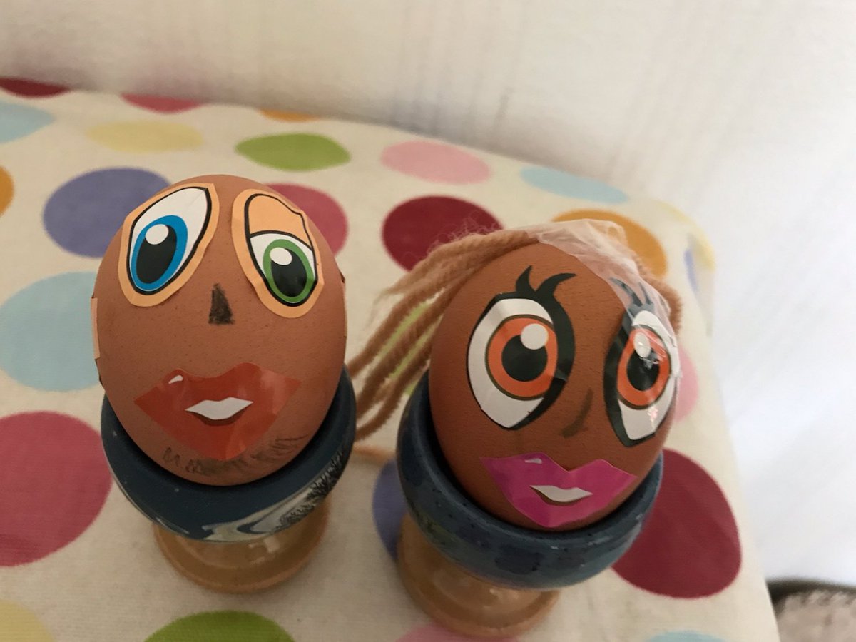 gletherby's tweet photo. #MyEaster I decorated some eggs for two friends also in self-isolation and ate my eggs with the bread they made for me. We leave each other stuff on the stairs to my flat and chat a little; them in the carpark, me leaning out the window ❤ #LockdownLife https://t.co/fGZJYzBVej