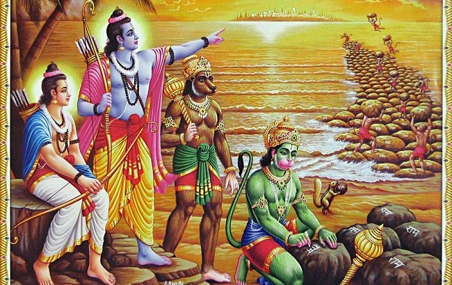 दण्डनन्ये प्रगृह्णन्ति विचिन्वन्ति तथापरे || २-२२-६२वानरैः शतशस्तत्र रामस्यज्ञापुरःसरैः |मेघाभैः पर्वताभश्च तृणैः काष्ठैर्बबन्धरे || २-२२-६३ #Ramayana  #RamSetu