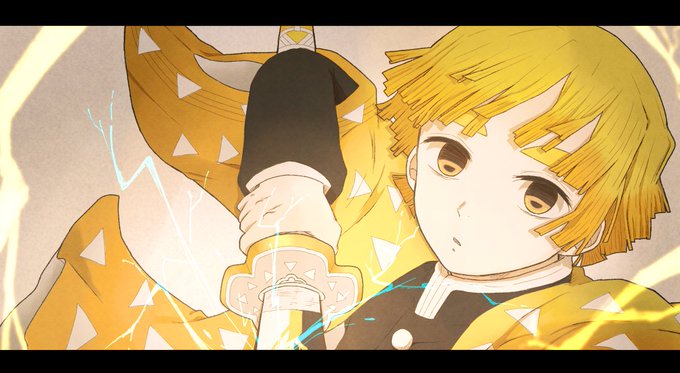 桜木ハルさんがTwitterに投稿した我妻善逸(鬼滅の刃)のイラスト。