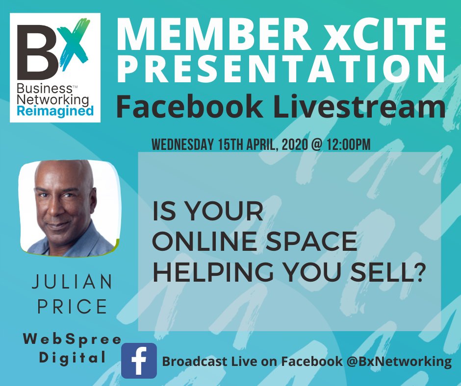 Join us for a Facebook Live on Wed, 15 Apr at 12:00 pm for an incredible xCite Presentation by Julian Price from WebSpree Digital on Is Your Online Space Helping You Sell?

Join us here live on Wed, 15 Apr at 12:00 pm!
b-x.com.au/Online-Virtual…