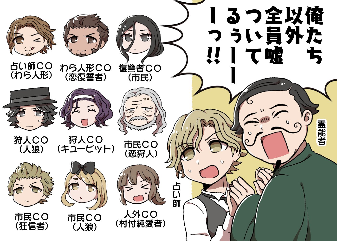 ほたて Twitterissa いやまあ確かに嘘つくゲームだけどさ 実録 人狼ジャッジメントイラスト T Co M1rihptnx1 Twitter