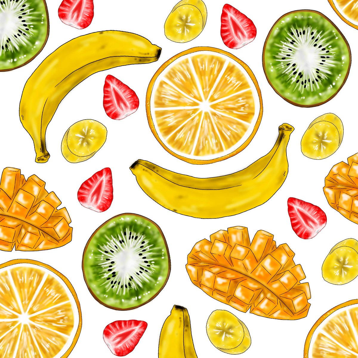 Moe On Twitter 断面図良き フルーツ 断面図 果物 果物イラスト 絵 イラストレーション マンゴー イチゴ バナナ キウイ フルーツ柄 お絵かき デザイナー Fruits Fruitsillustration Illustration Delicious Mango Kiwi Strawberry Banana
