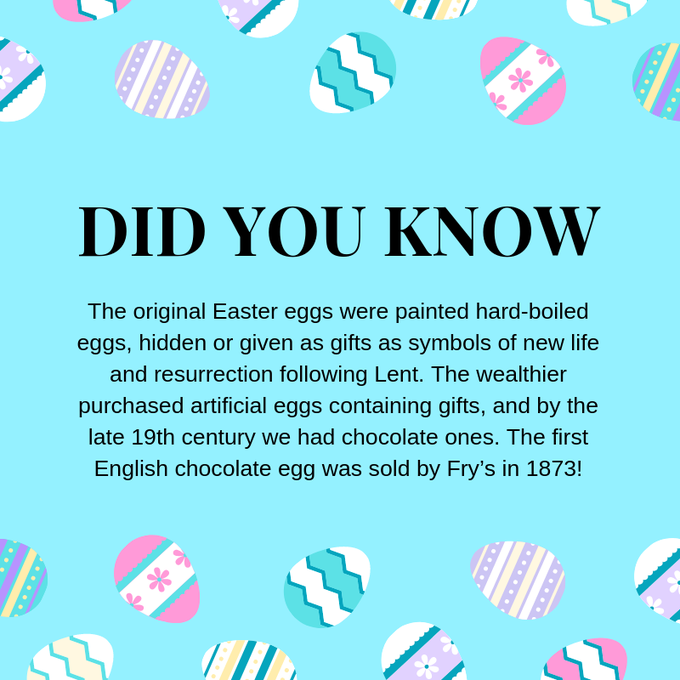 UniofHerts's tweet photo. Happy #Easter everyone! 🐣 

Easter comes around every year, and treats us to a lovely long weekend full of chocolate eggs, hot cross buns and hopefully sunshine – but have you ever stopped to wonder where these traditions come from? 

https://t.co/ZeJw6kHrRb https://t.co/Xu65VsomWI