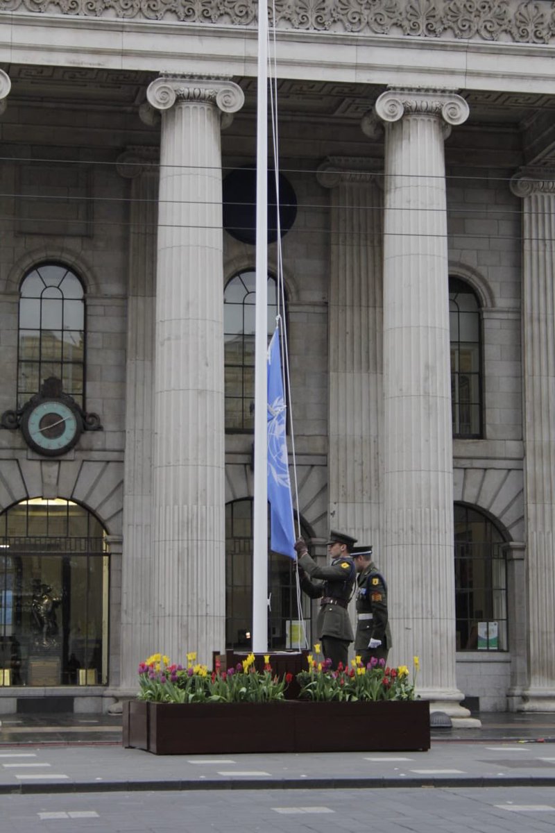 Today the <a href="/UN/">United Nations</a> Flag flies on O’Connell Street in Dublin to mark Easter Sunday. This is a symbolic gesture to show Ireland's solidarity with the United Nations and the countries of the world fighting Covid-19 # flattenthecurve