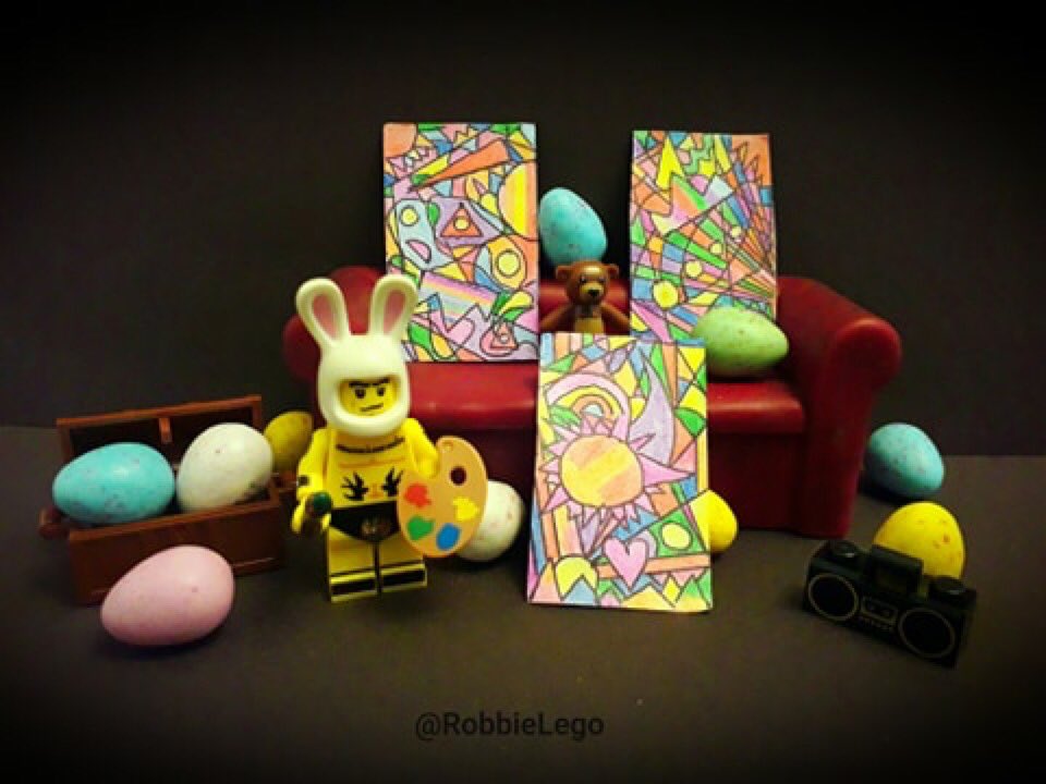 RobbieLego's tweet photo. Happy Easter, how many eggs can you find??...LR 
#EasterBunny #robbiewilliams #lego #easteregghunt #chocolate #StayHome @robbiewilliams https://t.co/8Naqns1Fk1