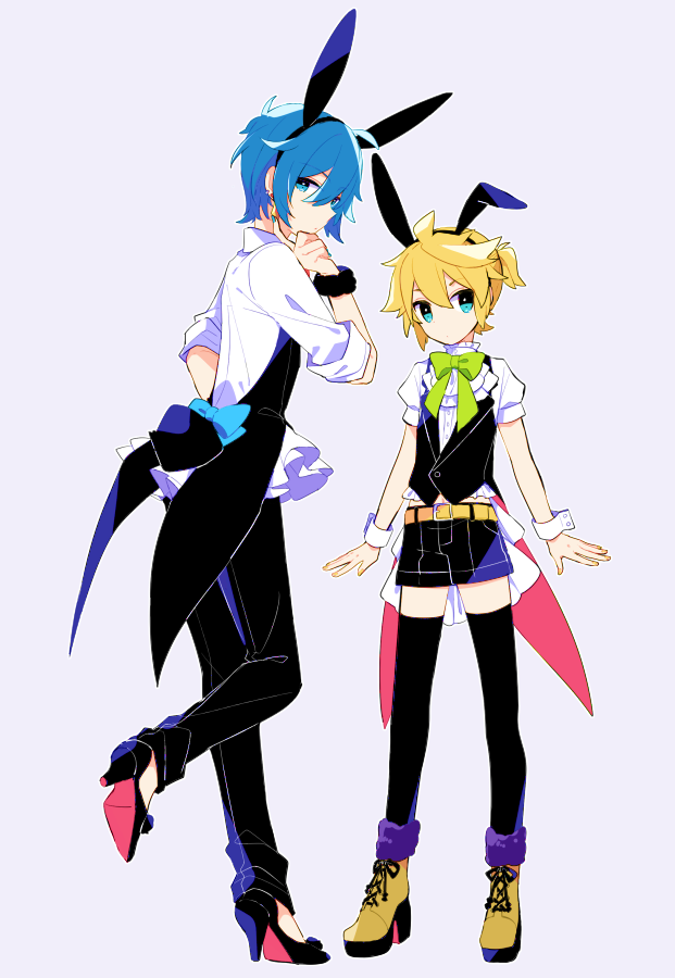 鏡音レン ,カイト(ボーカロイド) 「イースターなのでうさみみ 」|由杞のイラスト